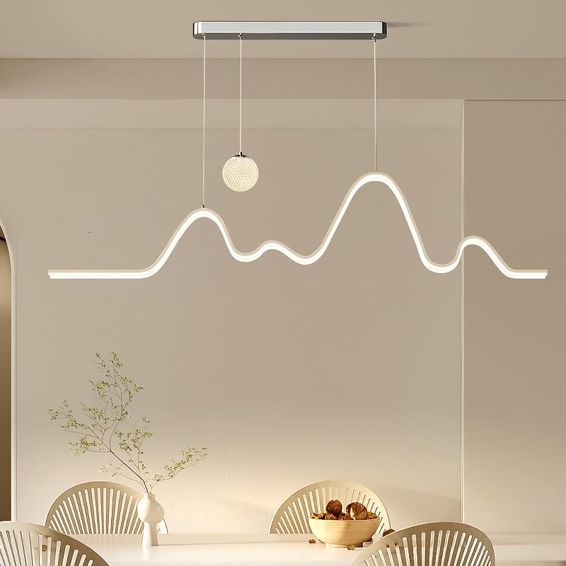 个性饭厅护眼全光谱北欧简约创意灯具LED长条餐桌吧餐厅极简吊灯