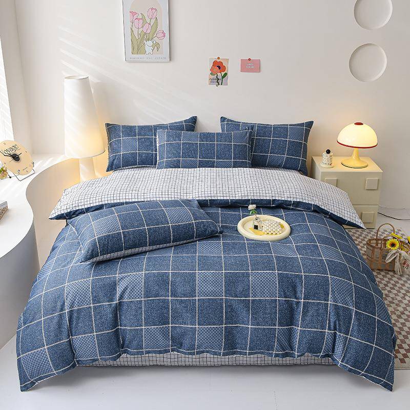 2025款全棉喷气斜纹印花男生条纹格子单被套纯棉单人双人宿舍被套