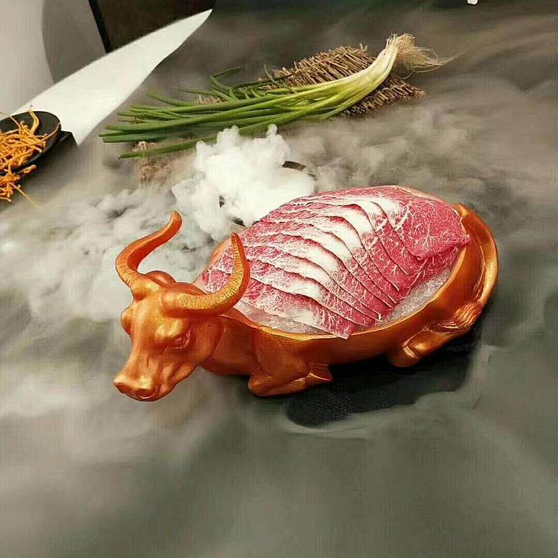 树脂创意牛盘刺身盘干冰盘火锅店牛羊组合肥牛盘蒙餐自助餐凉菜盘