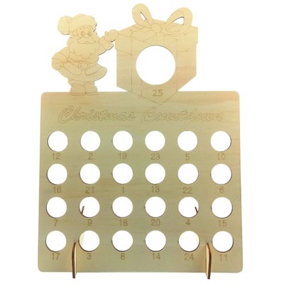 木质工艺品圣诞节装饰品摆饰 圣诞派对放巧克力架倒计时日历摆件