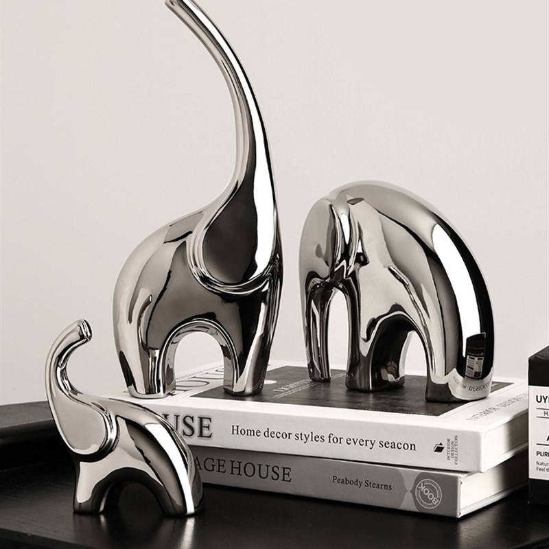 贝汉美现代景德镇陶瓷大象家居工艺品客厅酒柜电视柜乔迁礼物摆件