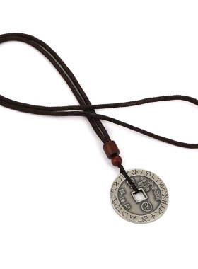 s925纯银北斗七星圆牌吊坠男士复古平安挂坠小众百搭简约铜钱项链