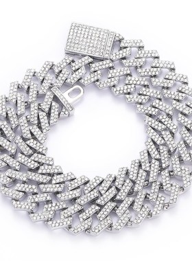 Necklace hip hop 15mm diamond Cuban chain alloy diamond men