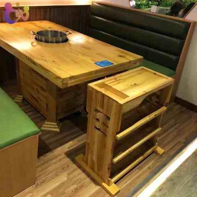 火锅桌子开洞带电磁炉小火锅的桌子实木火锅桌椅地锅鸡灶台火锅桌