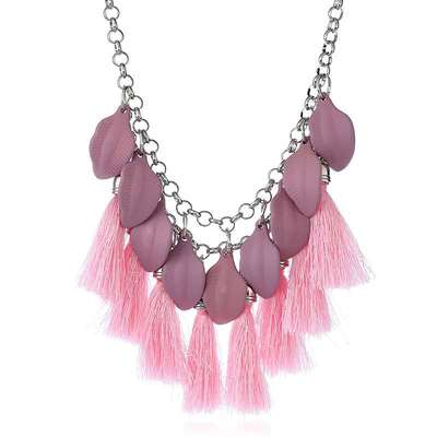 Jewelry personality fashion multi-layer leaf tassel necklace