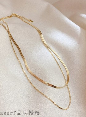 Titanium steel double-layer chain necklace European and Ame