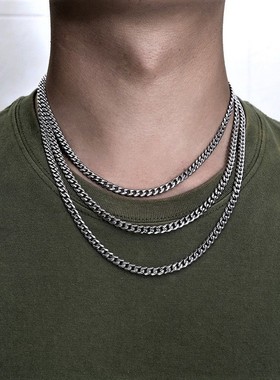 Necklace Men Jewelry Gold Cuban Chain Gifts Metal Charm Mens