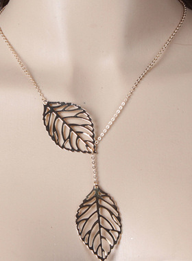 Necklace chain, clavicle chain, metal leaf, double leaf, all