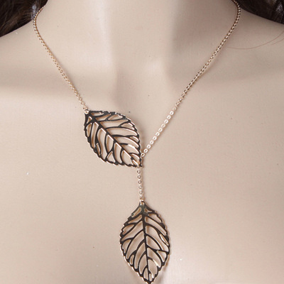 Necklace chain, clavicle chain, metal leaf, double leaf, all