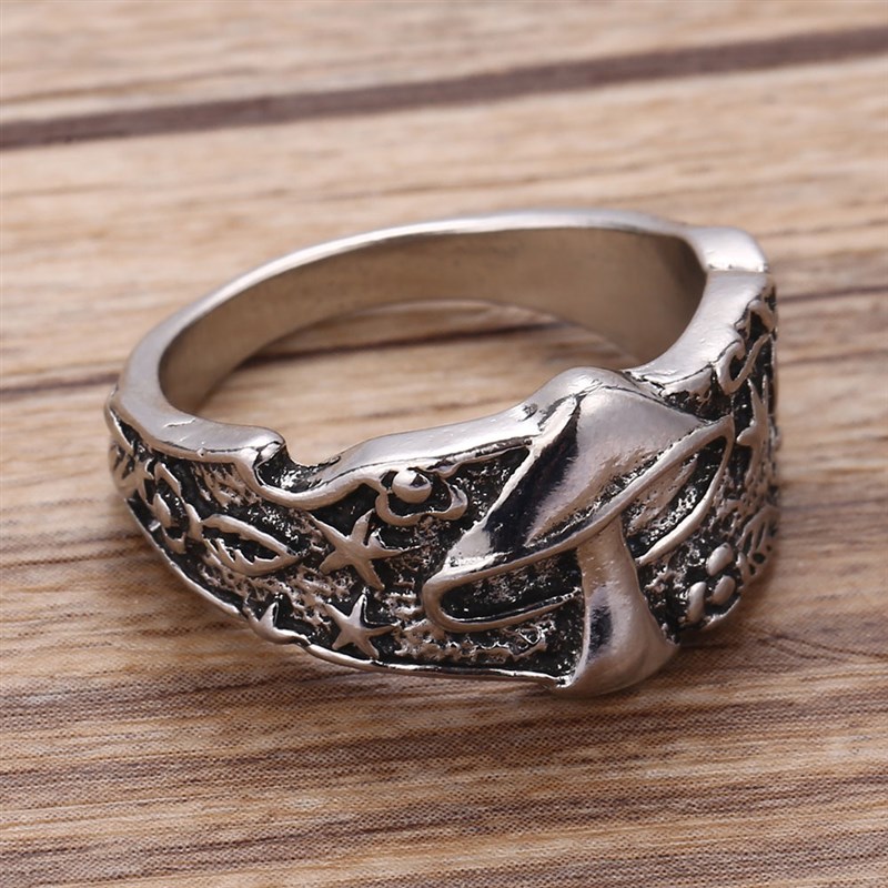 Vintage Mushroom Flower Pattern Ring for Women Men Multi Siz
