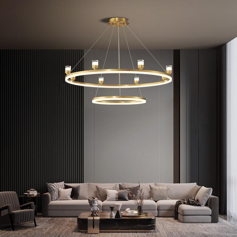 2023新款北欧客厅吊灯现代简约大气客厅主灯具全铜轻奢全光谱灯饰