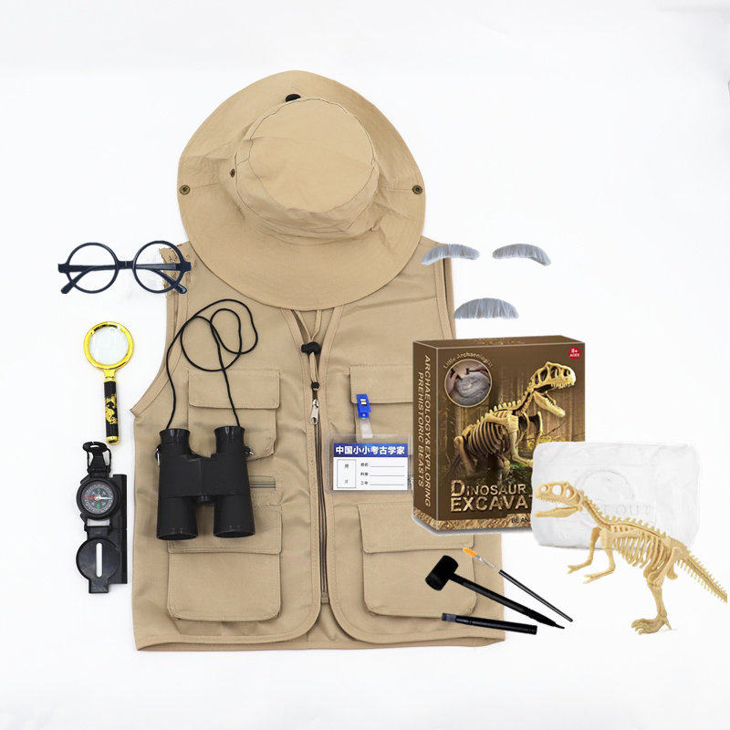 儿童户外探险服马甲渔夫帽子冒险家考古学家捉虫玩具套装角色扮演
