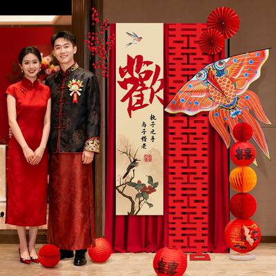 2025结婚门口迎宾牌支架挂布婚房
