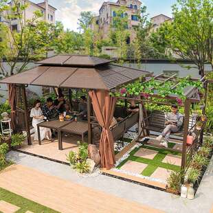 户外凉亭葡萄架遮雨棚别墅庭院花园休闲亭子露台楼顶露台乘凉棚