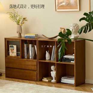 5IJO复古实木书柜组合黄杨木家具储物柜组合柜展示柜餐边柜落地收