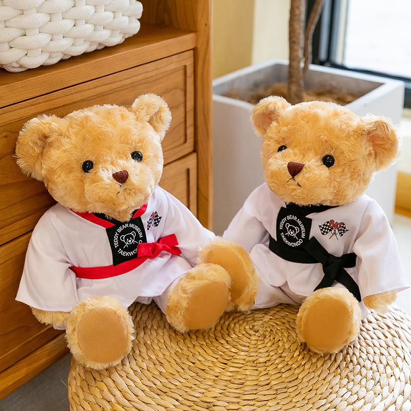 创意跆拳道泰迪熊公仔毛绒玩具小熊穿衣玩偶抓机娃娃定制logo