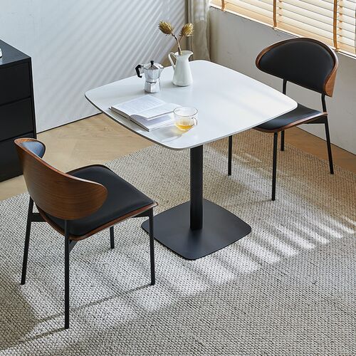 轻奢岩板洽谈桌椅组合正方形休闲打牌会客桌子家用餐桌阳台小方桌