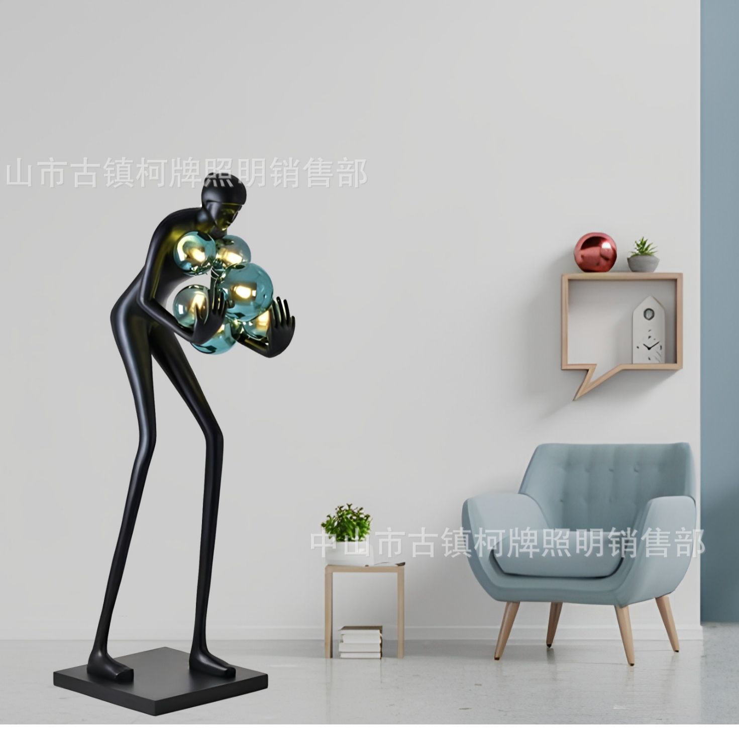 抱球款创意人形雕塑摆件客厅落地灯轻奢玄关落地大摆件艺术品装饰