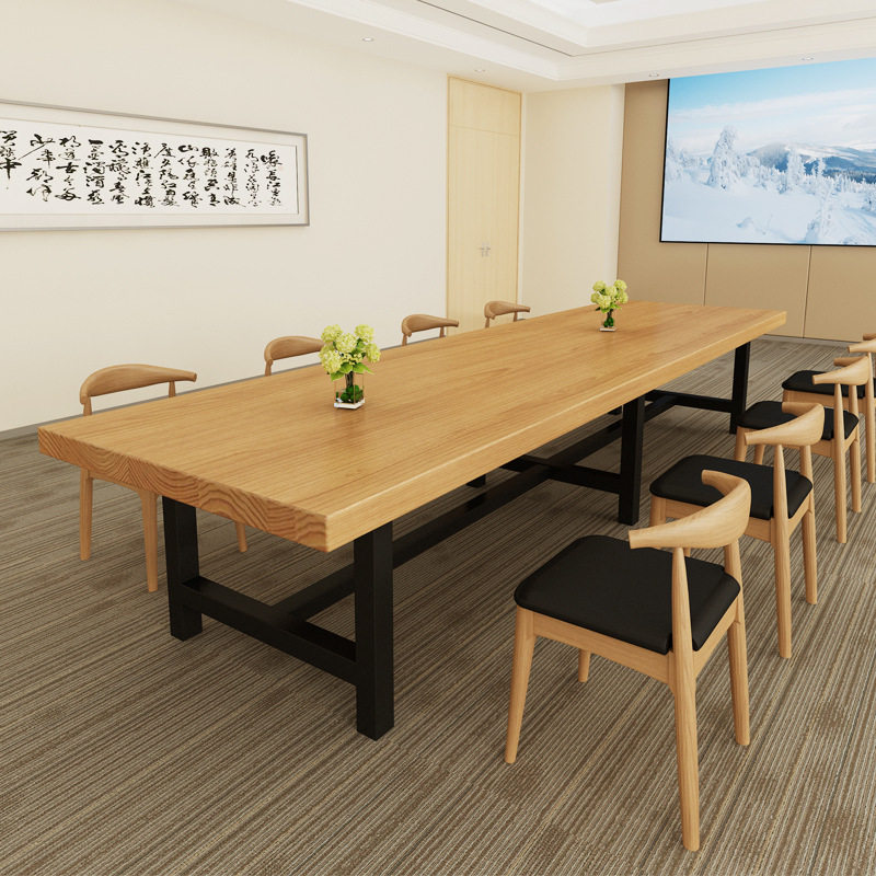 实木办公桌长条桌书桌长方形培训会议桌长桌会客洽谈桌椅组合加厚