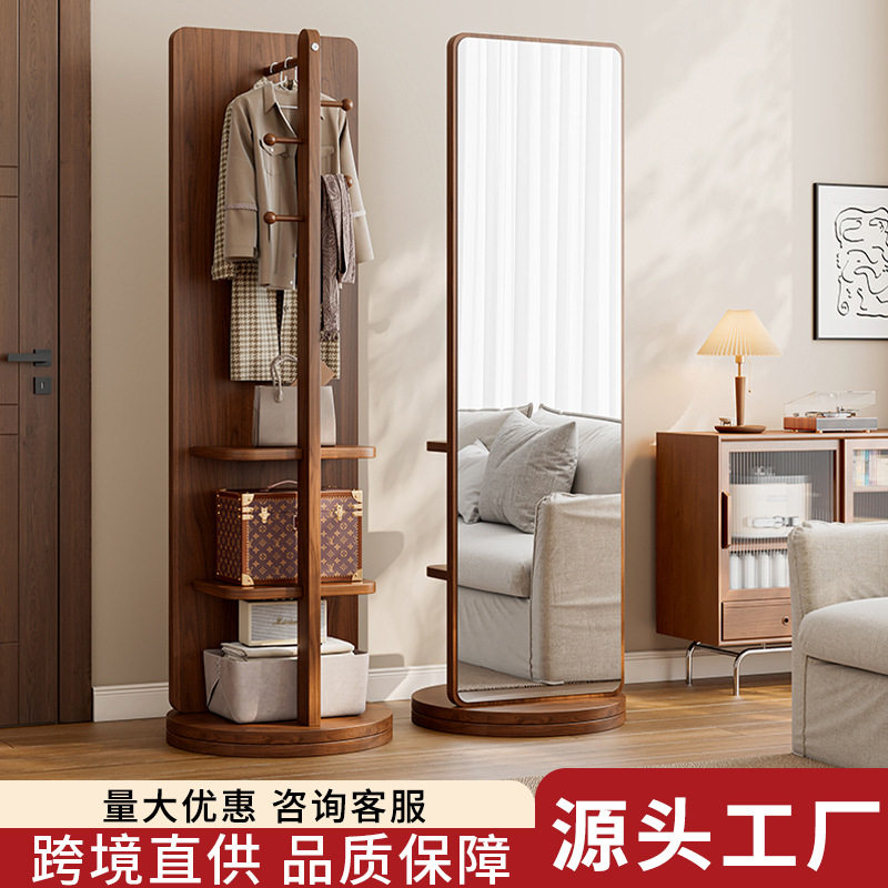 全身镜落地镜家用外贸跨境衣帽一体穿衣镜可旋转移动卧室试衣镜子