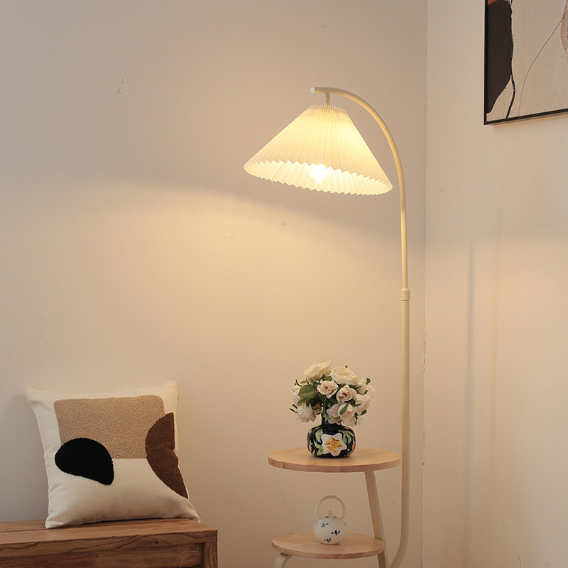 兰黛 一体式床头柜置物架北欧现代卧室床头客厅沙发边几落地灯