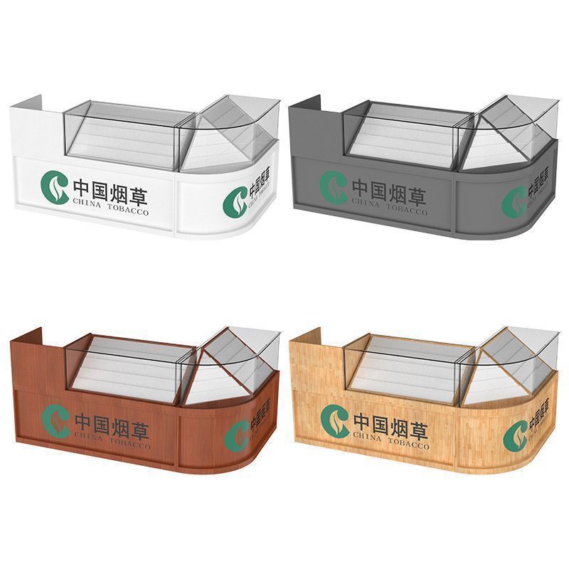 香烟新款烟酒展示柜便利店超市钢化玻璃收银台一体弧形柜台组合无