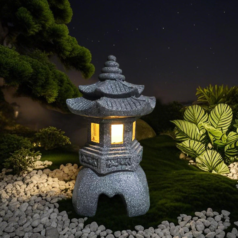树脂装饰造景日式灯花园庭院枯山水别墅阳台景观仿石宫灯草坪灯