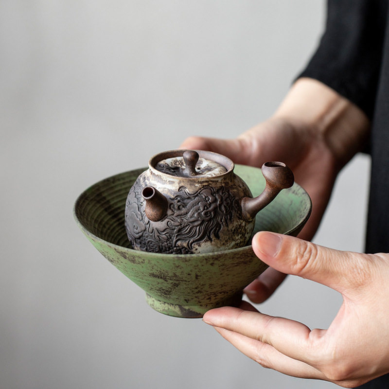 老岩泥侧把壶茶壶泡茶器 单壶日式家用网红围炉 煮罐罐茶壶泡茶器