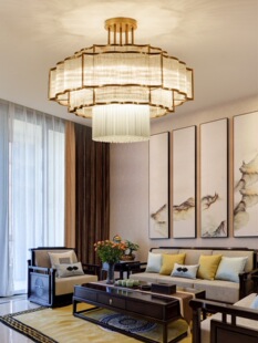 客厅吊灯新中式LED别墅复式楼大厅水晶吊灯工装酒店宴会餐厅灯具
