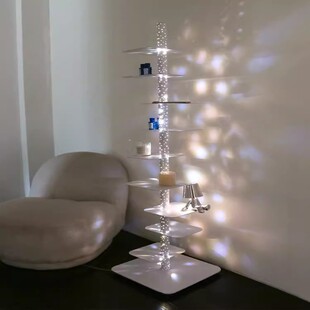 现代艺术客厅意式极简卧室置物架高级氛围感灯新款光影书架落地灯