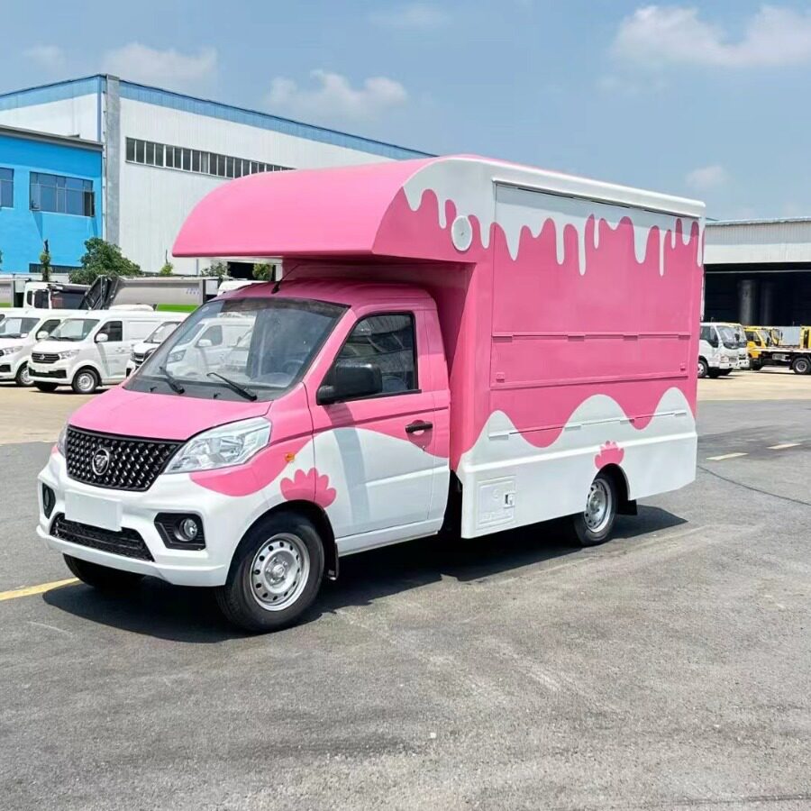 国六小型流动售货车工厂景区移动小吃车摆摊餐车