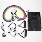 P90X拉力绳11件套拉力器乳胶阻力绳健身套装 训练绳TPE拉力带狗扣