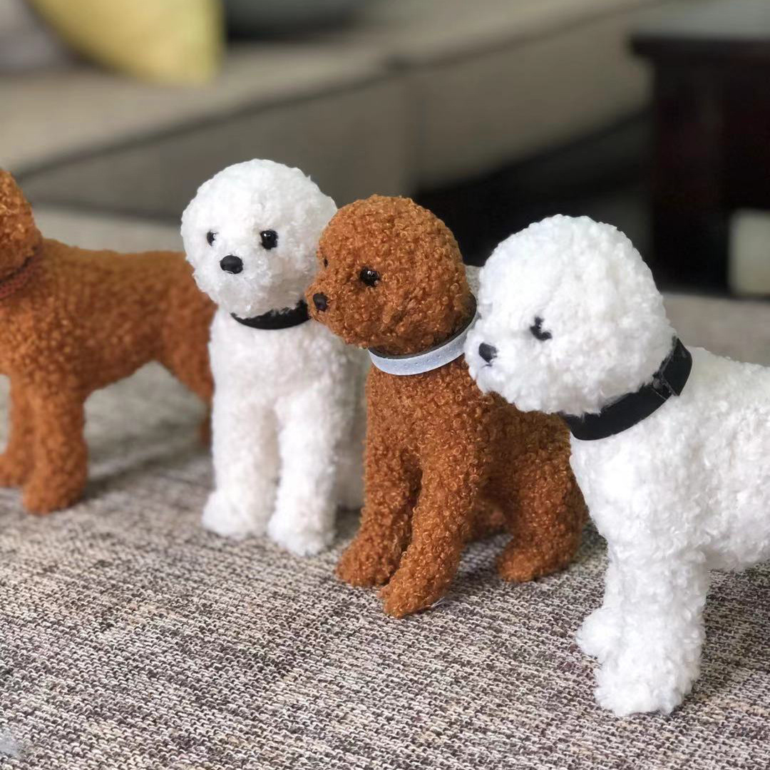仿真小狗模型狗摆件礼品仿真泰迪犬皮毛玩具比熊犬