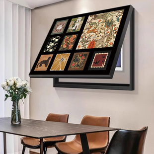 法式复古电表箱装饰画新款悬挂式上掀中古风遮挡物装饰电盒挂画