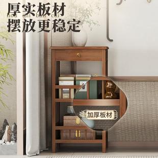 阳台飘窗茶桌家用茶台 黑胡桃色楠竹实木茶几双层小户型客厅新中式