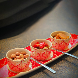 新款三格拼盘冷菜小碟高端餐厅会所精致凉菜盘创意陶瓷意境菜餐具