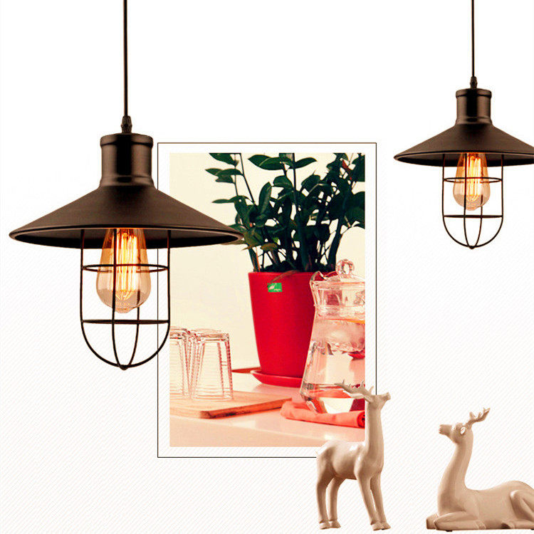 美式乡村 创意复古铁艺工业风小吊灯 酒吧吧台咖啡店 灯罩吊灯