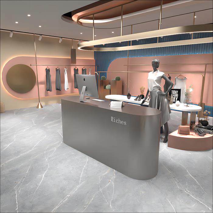 拉丝银不锈钢收银台服装店吧台公司简约接待台健身房前台美发店铺