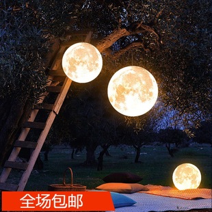 户外庭院吊灯工程景观防水灯泳池灯氛围设计庭院充电月球网红吊灯