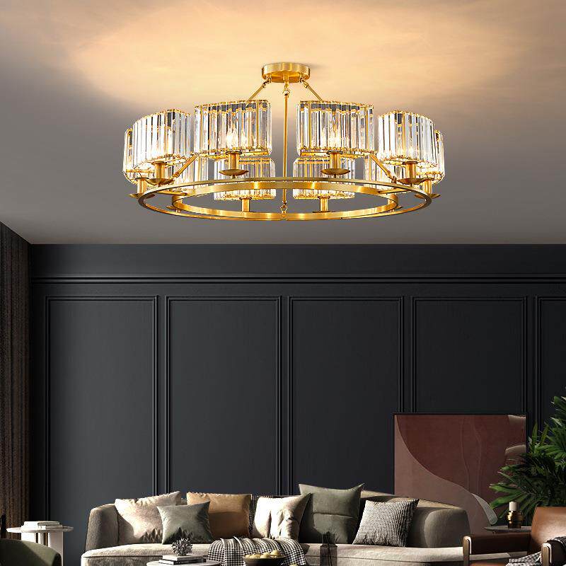 后现代轻奢别墅水晶吊灯客厅灯简约大气全铜餐厅卧室样板间吊灯饰