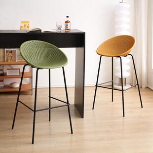 吧台椅子现代简约户外家用高脚吧椅设计师款前台椅北欧塑料吧台凳