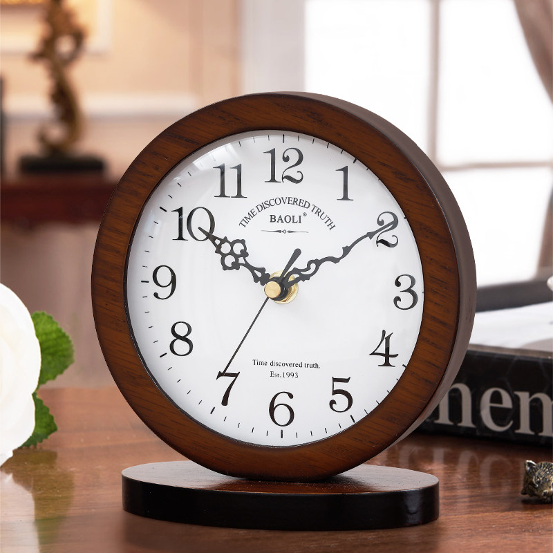 现代简约美式客厅钟表欧式实木座钟静音卧室台钟创意坐钟摆件摆钟