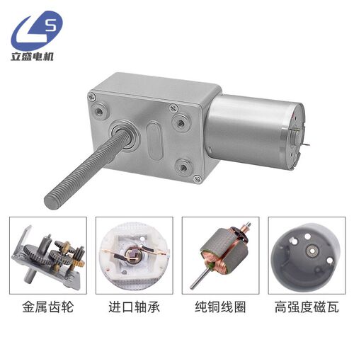热销立盛4632-370微型蜗杆直流减速电机12v2O4v 调速自锁小马达M6