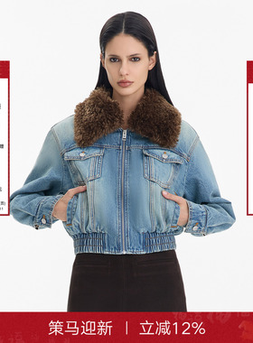 【Designer系列】 Called Back牛仔外套女25冬季新款复古毛领夹克