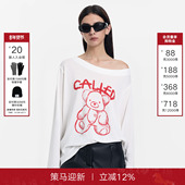 Called 百搭圆领休闲印花上衣 新款 Back趣味小熊长袖 T恤女2026春季
