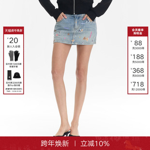 高腰显瘦水洗饭团熊半身裙裤 Called 新款 女2025秋季 Back牛仔短裤