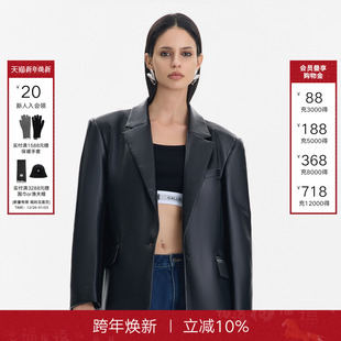 新款 Back黑色皮衣女2025秋季 Called 休闲宽松外套 汪苏泷同款