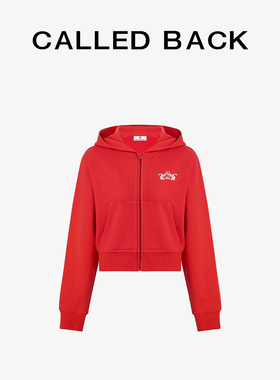 Called Back红色连帽卫衣女2026春季新款拉链衫休闲百搭印花上衣