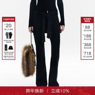 长裤 Called 黑色百搭修身 女2025秋新款 Back拼接假两件微喇休闲裤