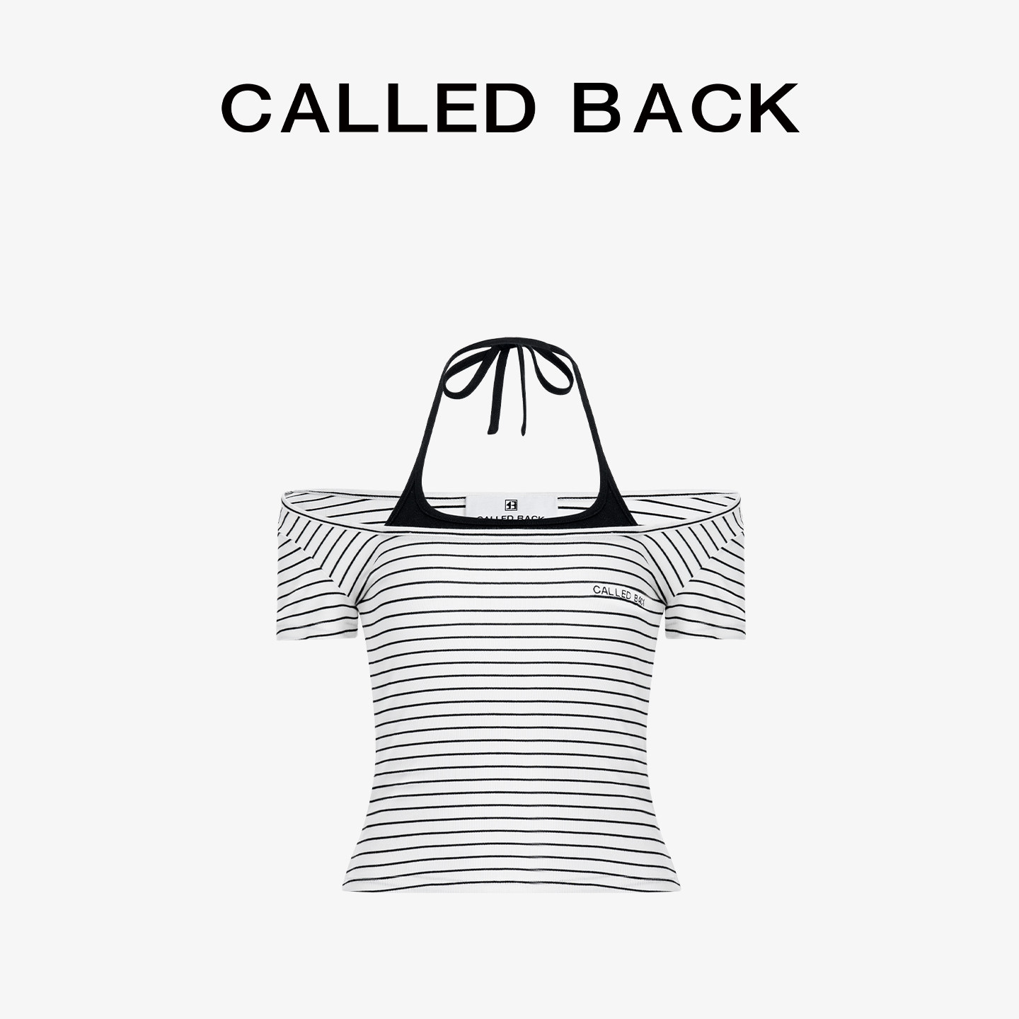 Called Back露肩一字领条纹短袖T恤女2026年春夏新款黑白条纹上衣